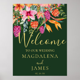 Farbenfrohe tropische Blume in Rosa und Orange wil Poster