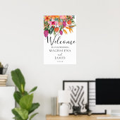 Farbenfrohe tropische Blume in Rosa und Orange wil Poster (Heimbüro)