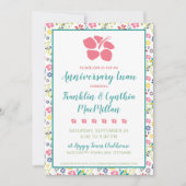 Farbenfrohe tropische Blume Jubiläum Luau Einladung (Vorderseite)