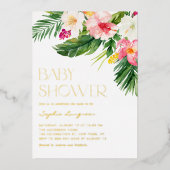 Farbenfrohe tropische Blume Kinderdusche Folieneinladung (Vorderseite)