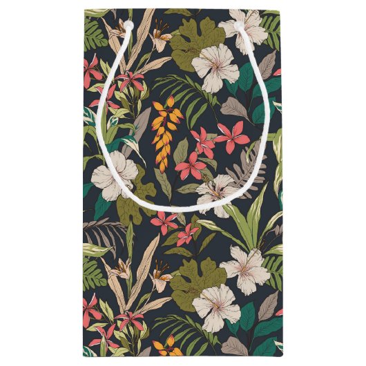 Farbenfrohe tropische Blume Kleine Geschenktüte (Rückseite)