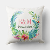 Farbenfrohe tropische Blume Kranz Kissen (Rückseite)