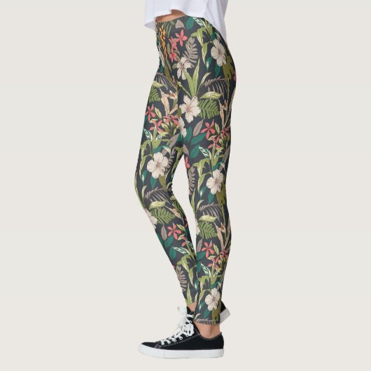 Farbenfrohe tropische Blume Leggings (Links)