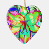 Farbenfrohe tropische Blume mit grüner Rosa Lilie Keramik Ornament (Rechts)