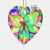 Farbenfrohe tropische Blume mit grüner Rosa Lilie Keramik Ornament (Links)