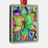 Farbenfrohe tropische Blume mit grüner Rosa Lilie Ornament Aus Metall (Rechts)