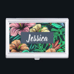 Farbenfrohe tropische Blume Moderne Personalisiert Visitenkarten Dose<br><div class="desc">Farbenfrohe tropische Blume mit moderner Personalisierung.</div>