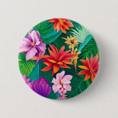 Farbenfrohe tropische Blume Muster Button (Vorderseite)