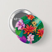 Farbenfrohe tropische Blume Muster Button (Vorne & Hinten)