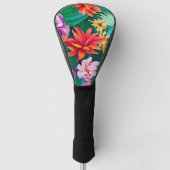 Farbenfrohe tropische Blume Muster Golf Headcover (Vorderseite)