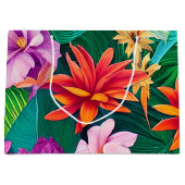 Farbenfrohe tropische Blume Muster Große Geschenktüte (Vorderseite)