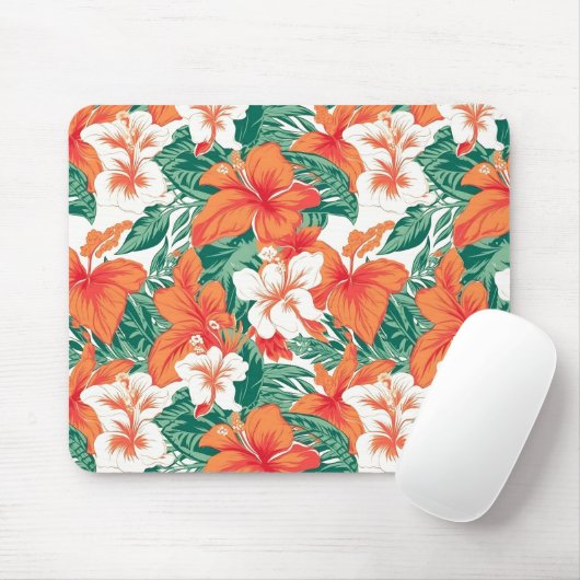 Farbenfrohe tropische Blume Muster Hawaiian Vibe Mousepad (Mit Mouse)