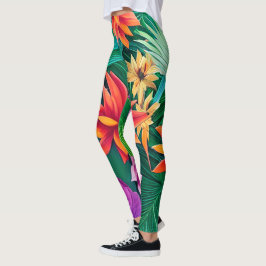 Farbenfrohe tropische Blume Muster Leggings