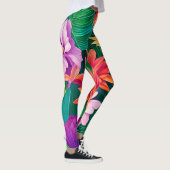 Farbenfrohe tropische Blume Muster Leggings (Rechts)