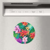 Farbenfrohe tropische Blume Muster Magnet (In Situ (Geschirrspüler))