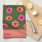 Farbenfrohe tropische Blume Muster Name Geschirrtuch (Viertel Falte)