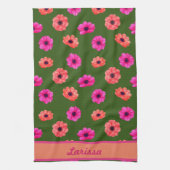 Farbenfrohe tropische Blume Muster Name Geschirrtuch (Vertikal)