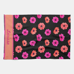 Farbenfrohe tropische Blume Muster Name Geschirrtuch