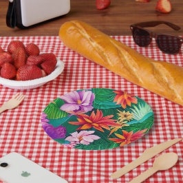 Farbenfrohe tropische Blume Muster Pappteller