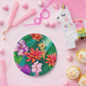 Farbenfrohe tropische Blume Muster Pappteller (Party)