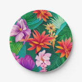 Farbenfrohe tropische Blume Muster Pappteller (Vorderseite)