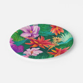 Farbenfrohe tropische Blume Muster Pappteller (Schrägansicht)