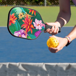 Farbenfrohe tropische Blume Muster Pickleball Schläger