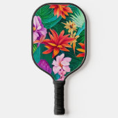 Farbenfrohe tropische Blume Muster Pickleball Schläger (Vorderseite)
