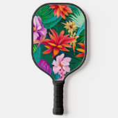 Farbenfrohe tropische Blume Muster Pickleball Schläger (Rückseite)