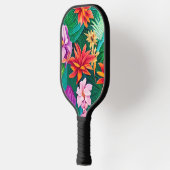 Farbenfrohe tropische Blume Muster Pickleball Schläger (Links)