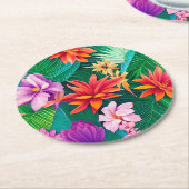 Farbenfrohe tropische Blume Muster Runder Pappuntersetzer (Angewinkelt)