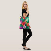 Farbenfrohe tropische Blume Muster Tasche (Am Model)