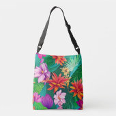 Farbenfrohe tropische Blume Muster Tragetaschen Mit Langen Trägern (Rückseite)