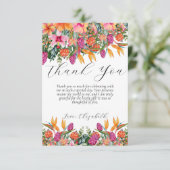 Farbenfrohe tropische Blume Orange und Pink Dankeskarte (Stehend Vorderseite)