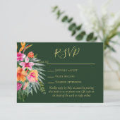 Farbenfrohe tropische Blume QR Code Hochzeit RSVP Karte (Stehend Vorderseite)