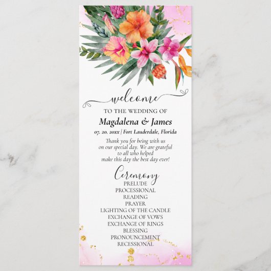 Farbenfrohe tropische Blume Rosa Orangefarbene Hoc Programm (Vorderseite)