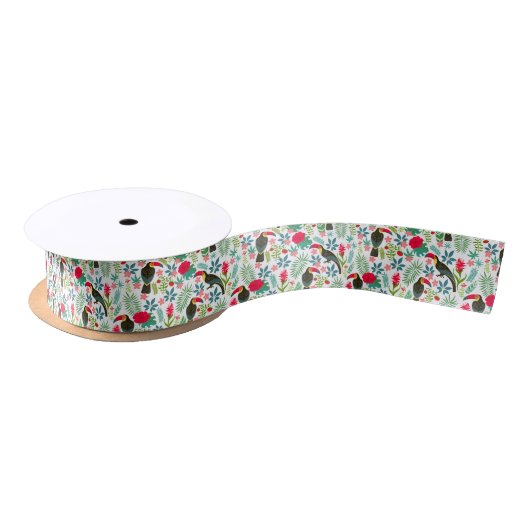 Farbenfrohe tropische Blume Satinband (Spule)