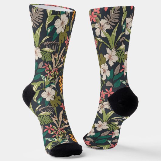 Farbenfrohe tropische Blume Socken (Gewinkelt)