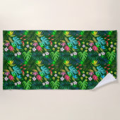 Farbenfrohe tropische Blume Strandtuch (Vorderseite)