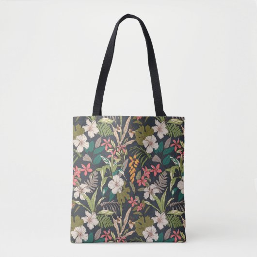 Farbenfrohe tropische Blume Tasche (Vorderseite)