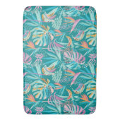 Farbenfrohe tropische Blume und Blätter Badematte (Vorderseite Vertikal)