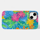 Farbenfrohe tropische Blume und Blätter Case-Mate iPhone Hülle (Rückseite (Horizontal))