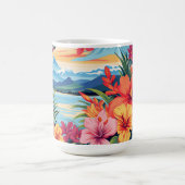 Farbenfrohe tropische Blume und Landschaften Kaffeetasse (Mittel)