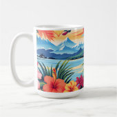 Farbenfrohe tropische Blume und Landschaften Kaffeetasse (Links)