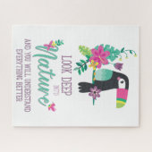 farbenfrohe tropische Blume und Toucan inspirieren Puzzle (Horizontal)
