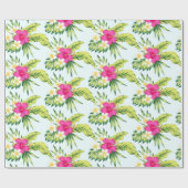 Farbenfrohe tropische Blume Vibe Bouquet Muster Geschenkpapier (Flach)