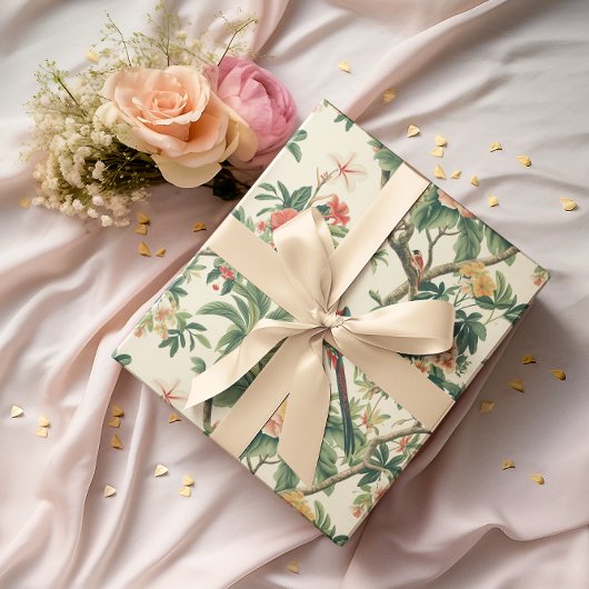 Farbenfrohe tropische Blume Vögel Geschenkpapier