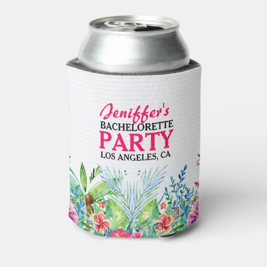 Farbenfrohe tropische Blume Wasserfarben Dosenkühler (Kanne Rückseite)