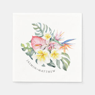 Farbenfrohe tropische Blumen Botanische Hochzeit  Serviette