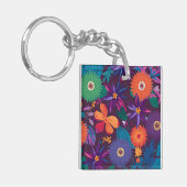 Farbenfrohe tropische Blumenmuster mit fetten Blum Schlüsselanhänger (Vorderseite links)